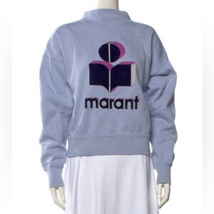 Isabel Marant Light Lavender Logo Sweatshirt with Navy and Pink Velvet Graphic